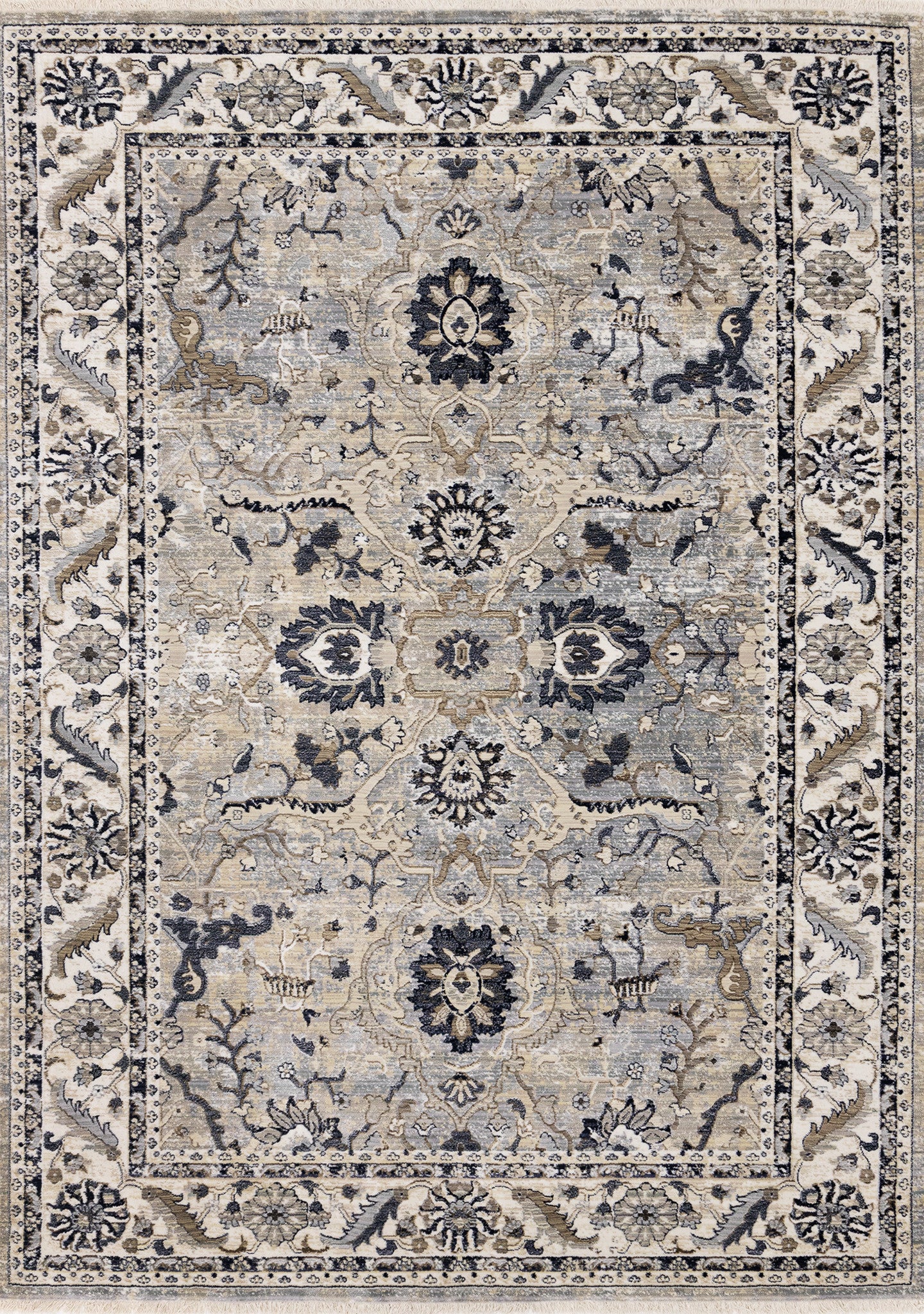 5' X 8' Beige Gray And Black Medallion Area Rug - Home & Garden