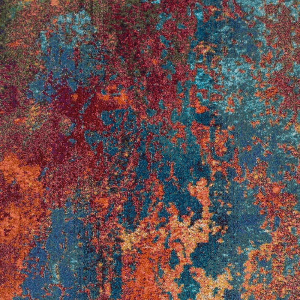 7' X 10' Blue and Orange Abstract Power Loom Area Rug - Home & Garden