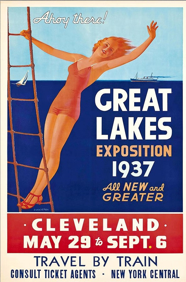 24" X 36" Great Lakes 1937 Vintage Travel Poster Wall Art - Home Decor
