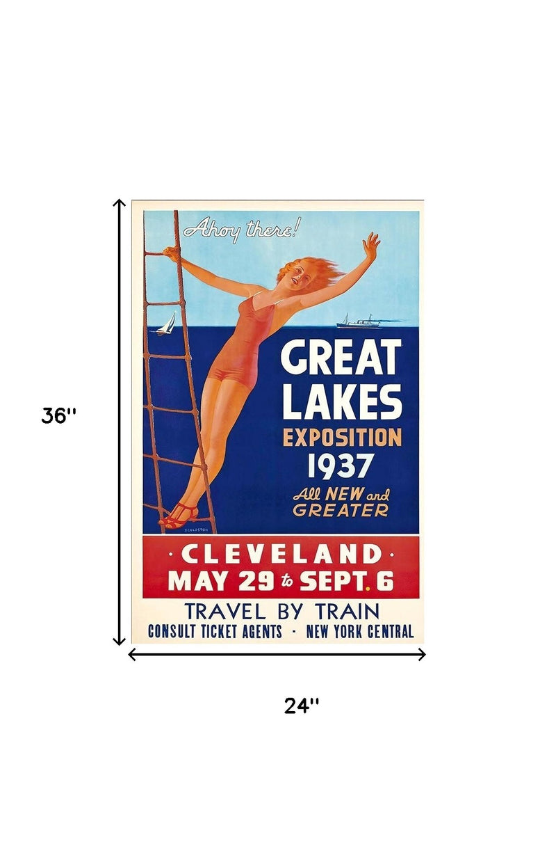 24" X 36" Great Lakes 1937 Vintage Travel Poster Wall Art - Home Decor