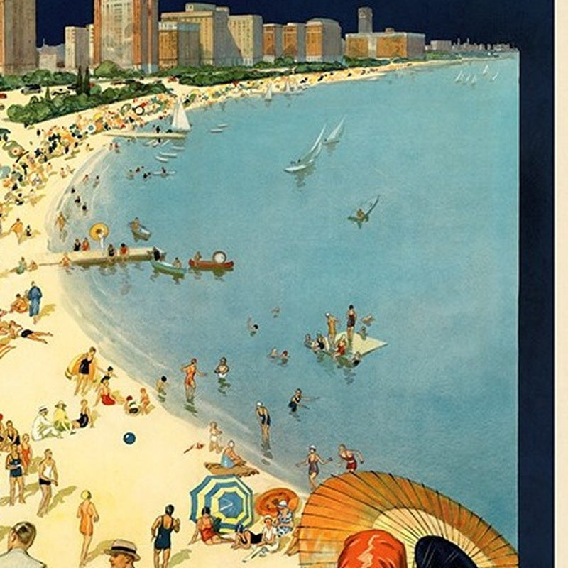 Vintage 1929 Chicago Vacation Travel Unframed Print Wall Art - Home Decor
