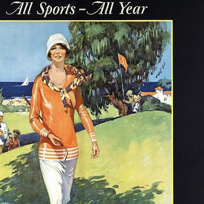 Gulf Coast Golf 1932 Vintage Travel Unframed Print Wall Art - Home Decor