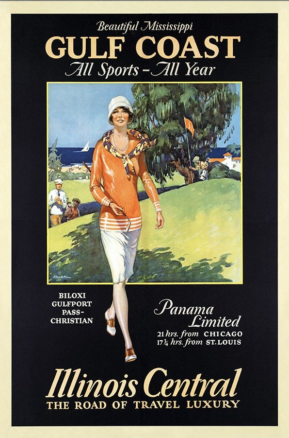 Gulf Coast Golf 1932 Vintage Travel Unframed Print Wall Art - Home Decor