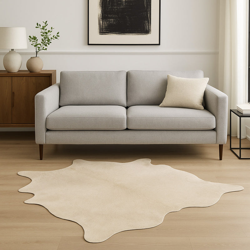 6' X 7' Off White Cowhide Cowhide Print Handmade Area Rug - Home Decor