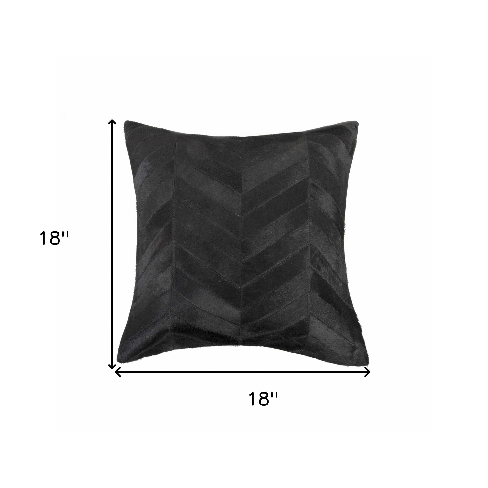 18" Black Cowhide Throw Pillow - Home & Garden