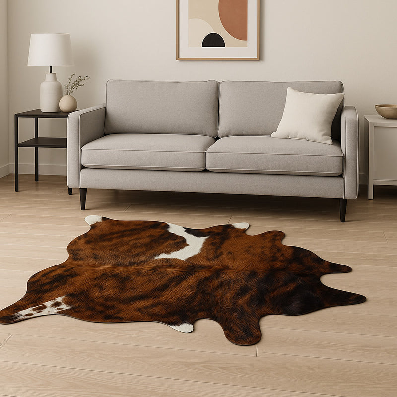 6' X 7' Brown And Black Cowhide Cowhide Print Area Rug - Home Decor