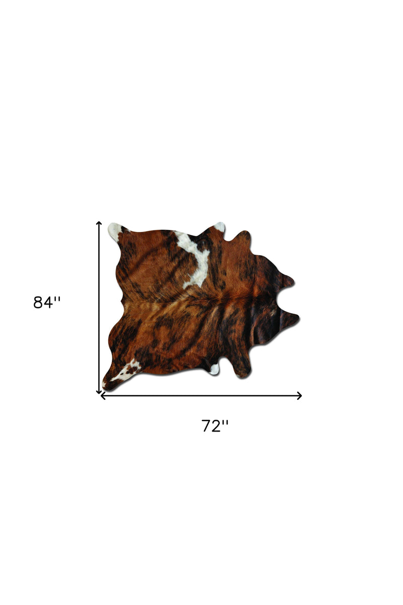 6' X 7' Brown And Black Cowhide Cowhide Print Area Rug - Home Decor