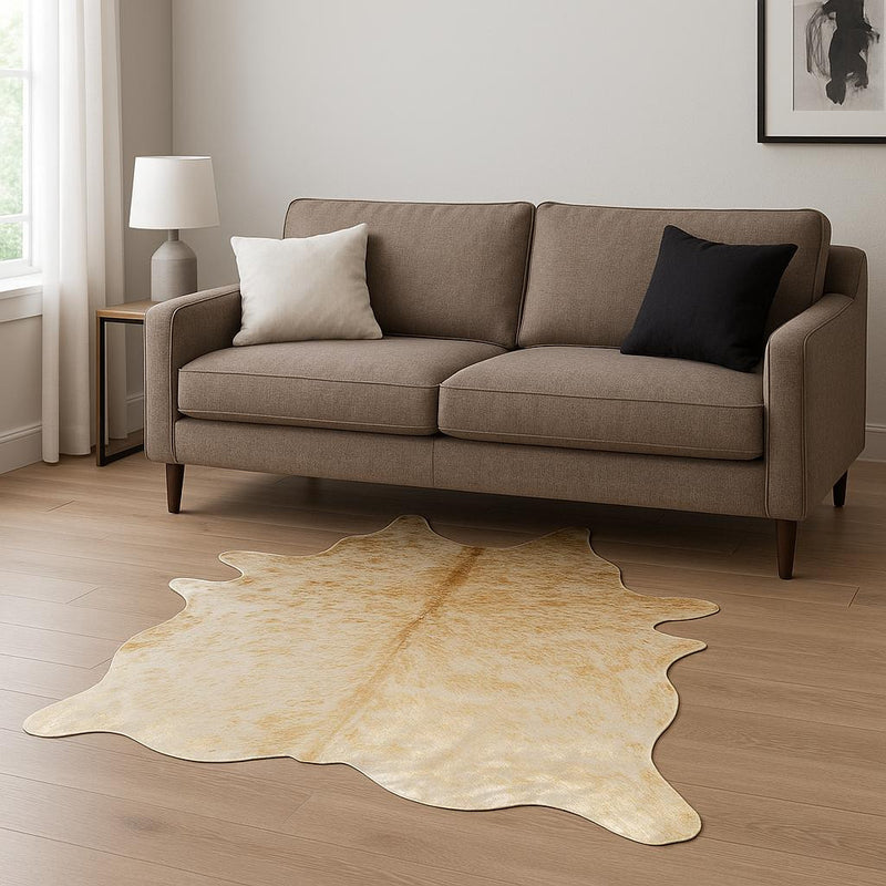 6' X 7' Natural Cowhide Cowhide Print Area Rug - Home Decor