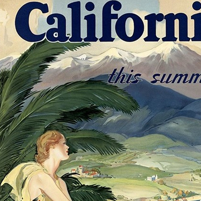 Vintage 1934 California Travel Unframed Print Wall Art - Home Decor