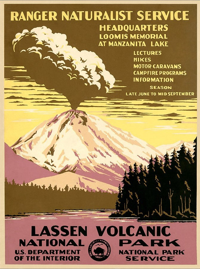18" X 24" Lassen Volcanic National Park Vintage Travel Poster Wall Art - Home Decor