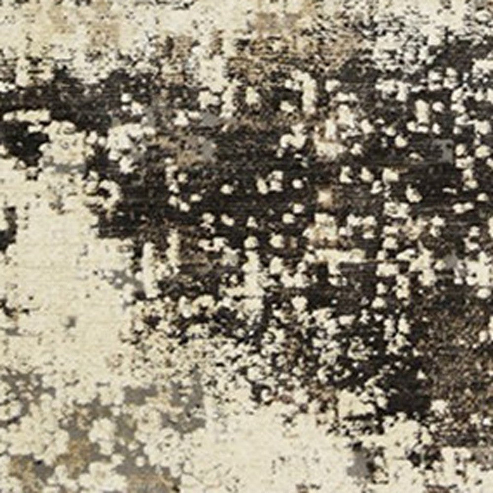 2' X 3' Black Abstract Distressed Area Rug With Fringe - Home & Garden