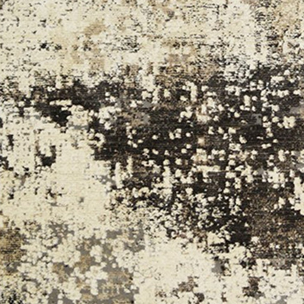 2' X 3' Black Abstract Distressed Area Rug With Fringe - Home & Garden