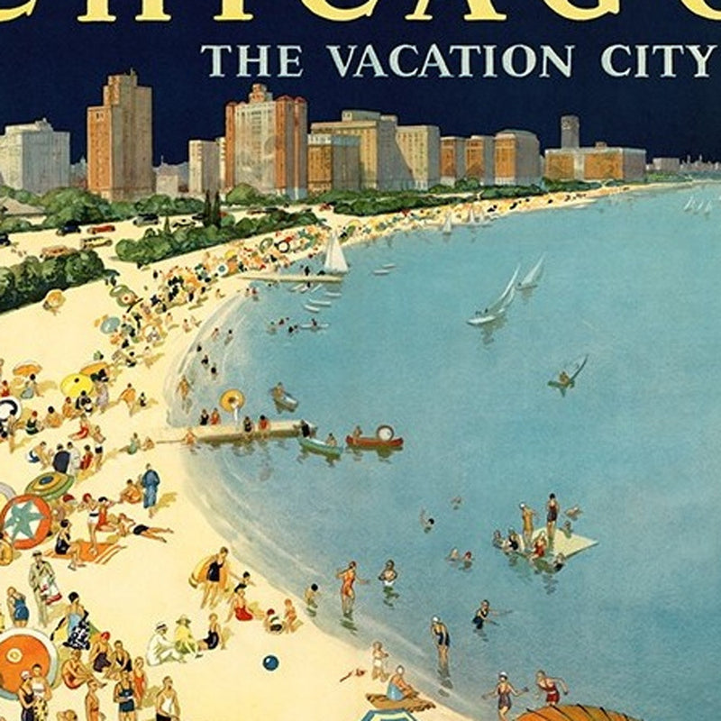 Vintage 1929 Chicago Vacation Travel Unframed Print Wall Art - Home Decor