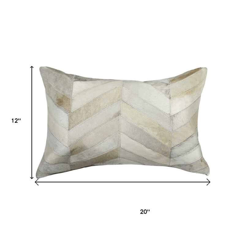 12" X 20" Natural Chevron Cowhide Throw Pillow - Home Decor