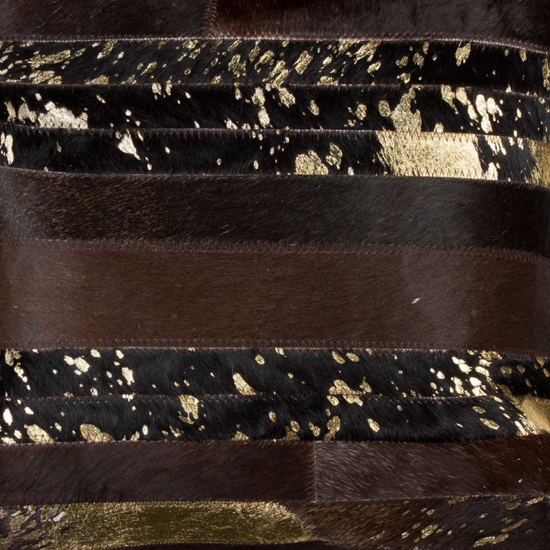 18" Brown and Gold Abstract Cowhide Throw Pillow - Home Decor