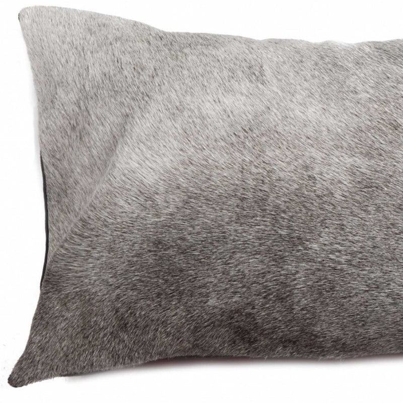 12" X 20" Gray Cowhide Pillow - Home Decor
