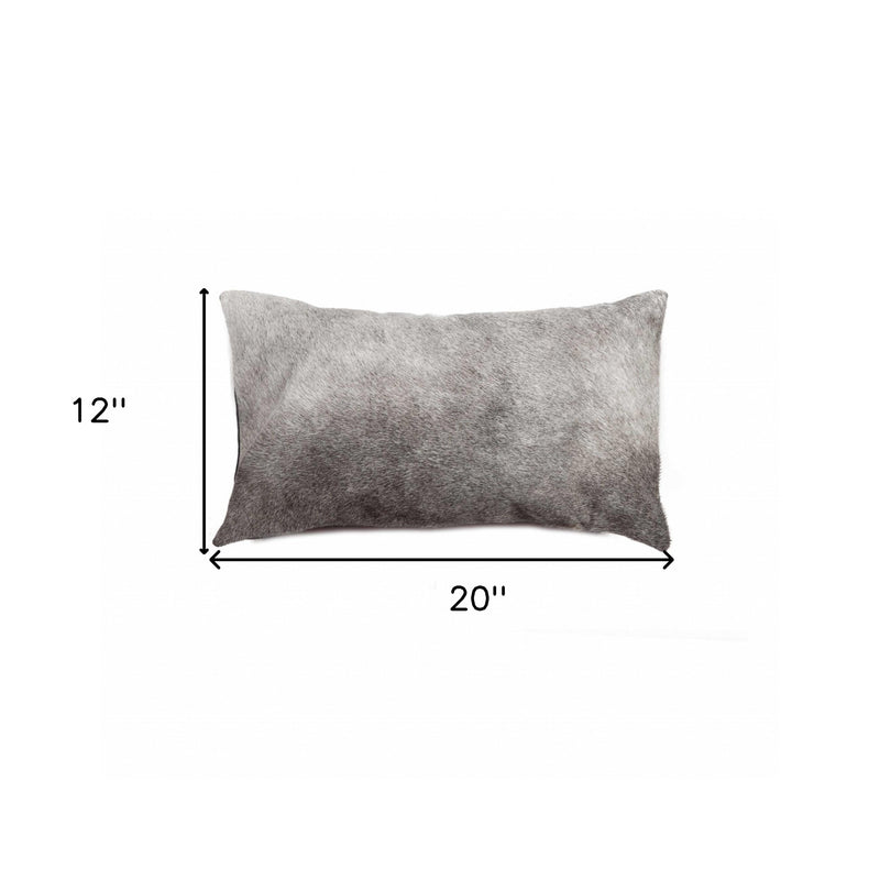 12" X 20" Gray Cowhide Pillow - Home Decor