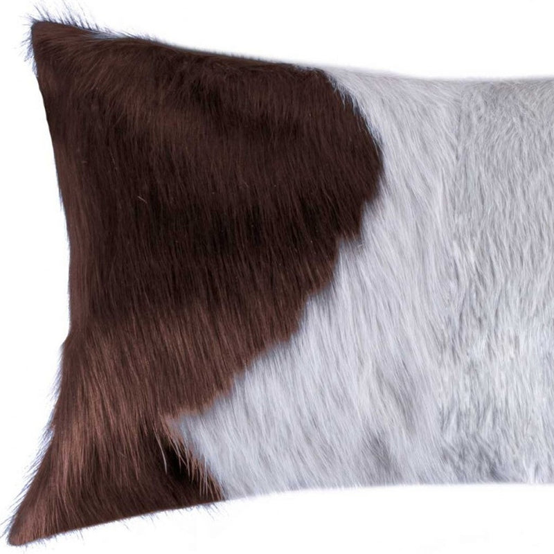 12" X 20" Brown and White Cowhide Throw Pillow - Home Decor
