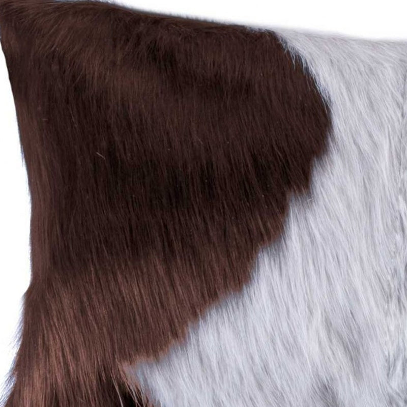 12" X 20" Brown and White Cowhide Throw Pillow - Home Decor