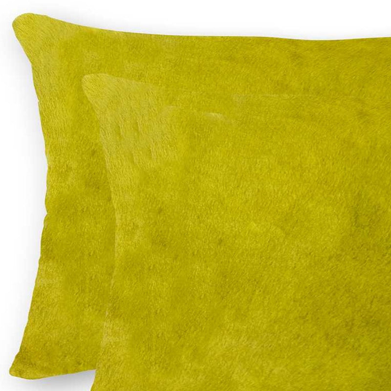 12" X 20" X 5" Yellow Cowhide  Pillow 2 Pack - Home Decor
