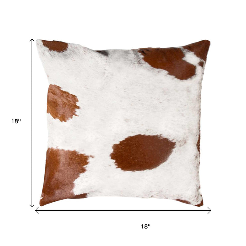Set of Two 18" Brown And White Cowhide Throw Pillows - Home Decor