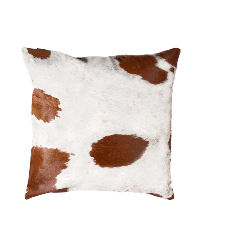 Set of Two 18" Brown And White Cowhide Throw Pillows - Home Decor