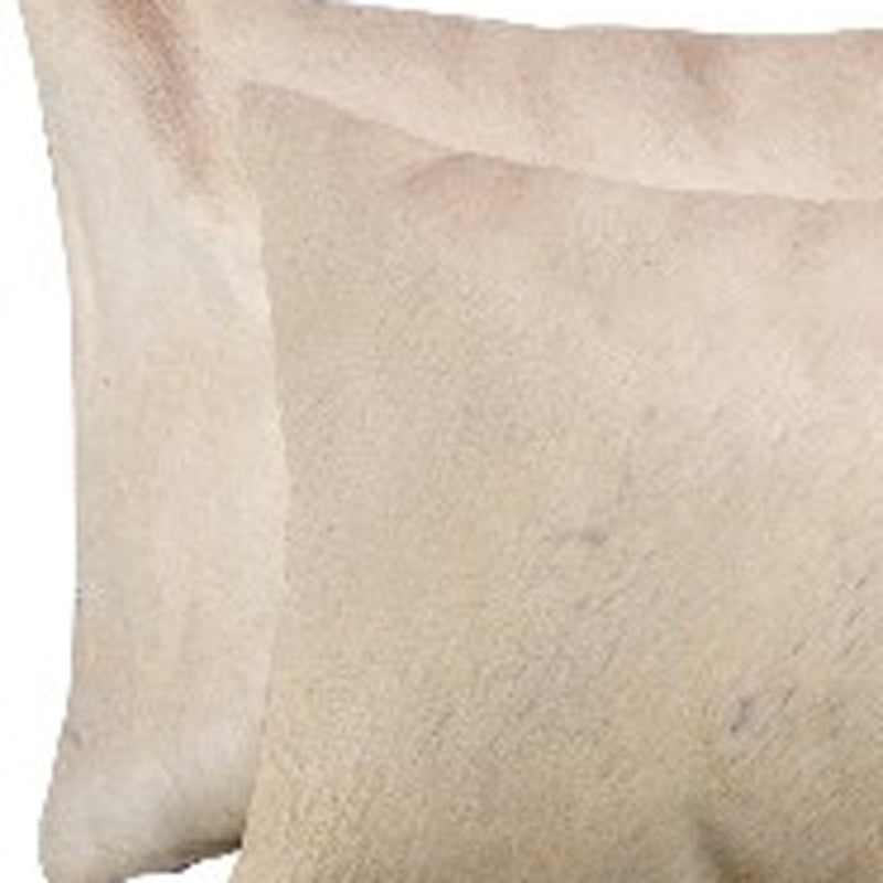Set of Two 12" X 20" Tan Cowhide Throw Pillows - Home Decor