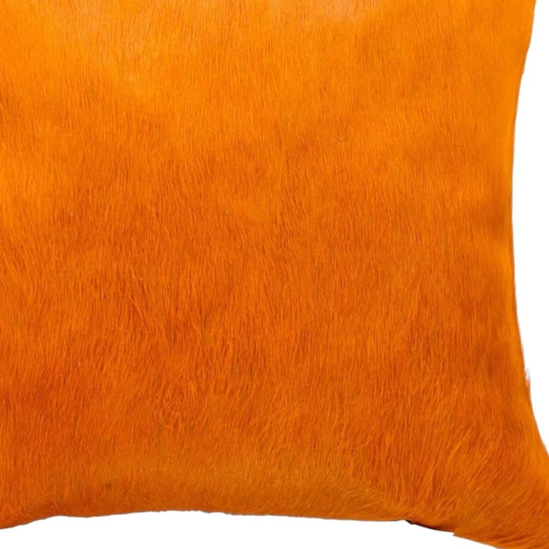 Set of Two 18" Orange Genuine Cowhide Throw Pillows - Home Decor