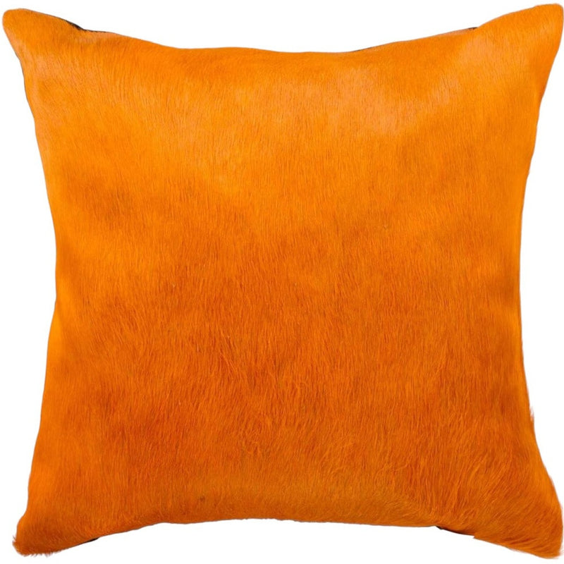 Set of Two 18" Orange Genuine Cowhide Throw Pillows - Home Decor