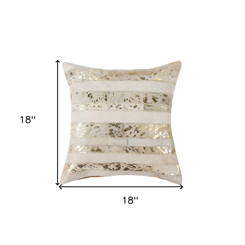 18" Beige Cowhide Throw Pillow - Home Decor