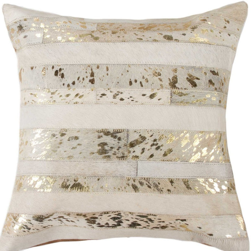 18" Beige Cowhide Throw Pillow - Home Decor