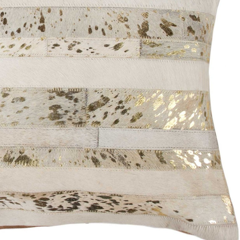 18" Beige Cowhide Throw Pillow - Home Decor