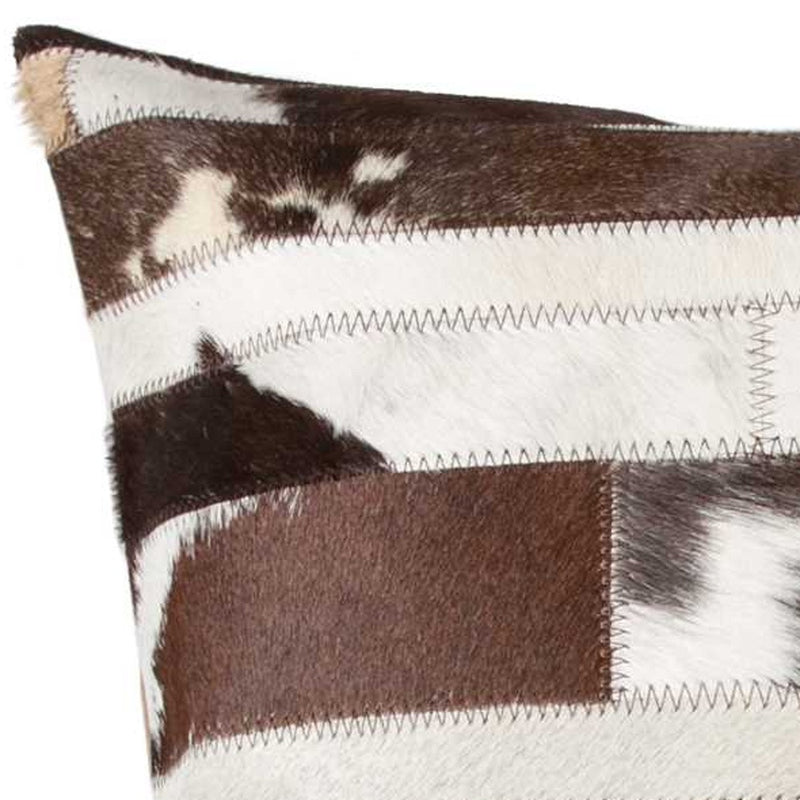 18" Chocolate And Ivory Striped Cowhide Throw Pillow - Home Decor