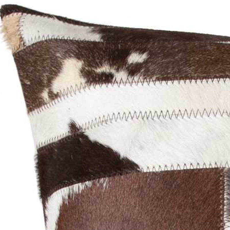 18" Chocolate And Ivory Striped Cowhide Throw Pillow - Home Decor