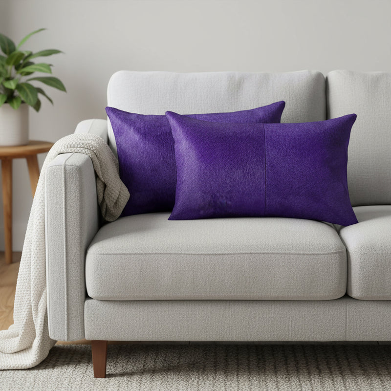 12 X 20 Purple Cowhide Throw Pillow - Home Decor