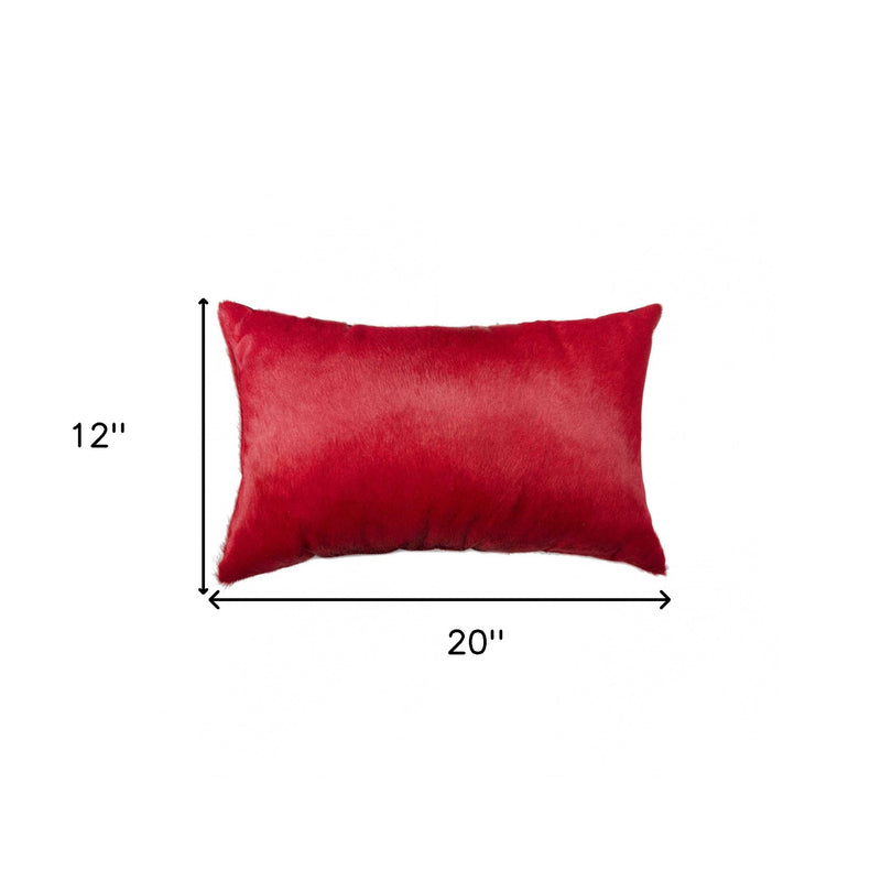 12" X 20" Wine Cowhide Lumbar Throw Pillow - Home Decor