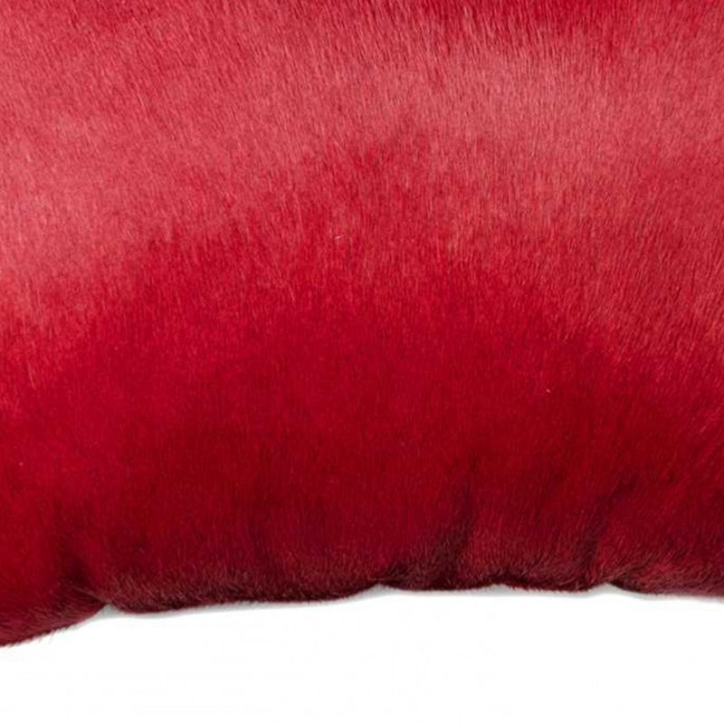 12" X 20" Wine Cowhide Lumbar Throw Pillow - Home Decor