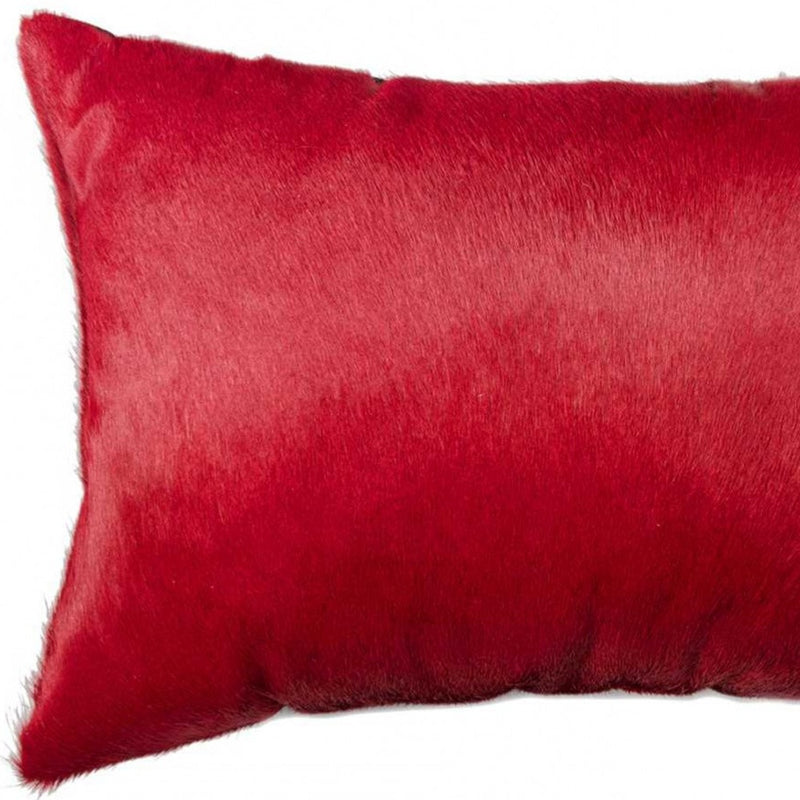 12" X 20" Wine Cowhide Lumbar Throw Pillow - Home Decor