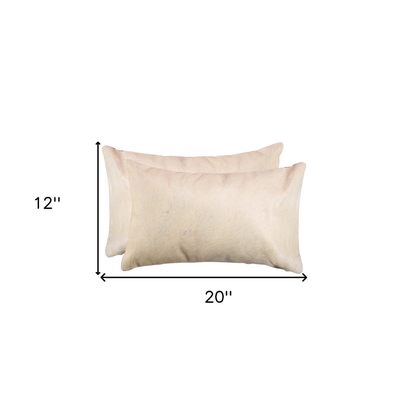 Set of Two 12" X 20" Natural Cowhide Throw Pillow - Home Decor