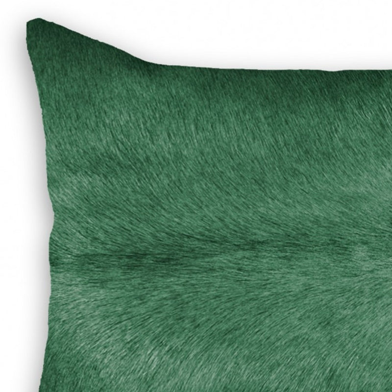 12" X 20" Green Cowhide Throw Pillow - Home Decor