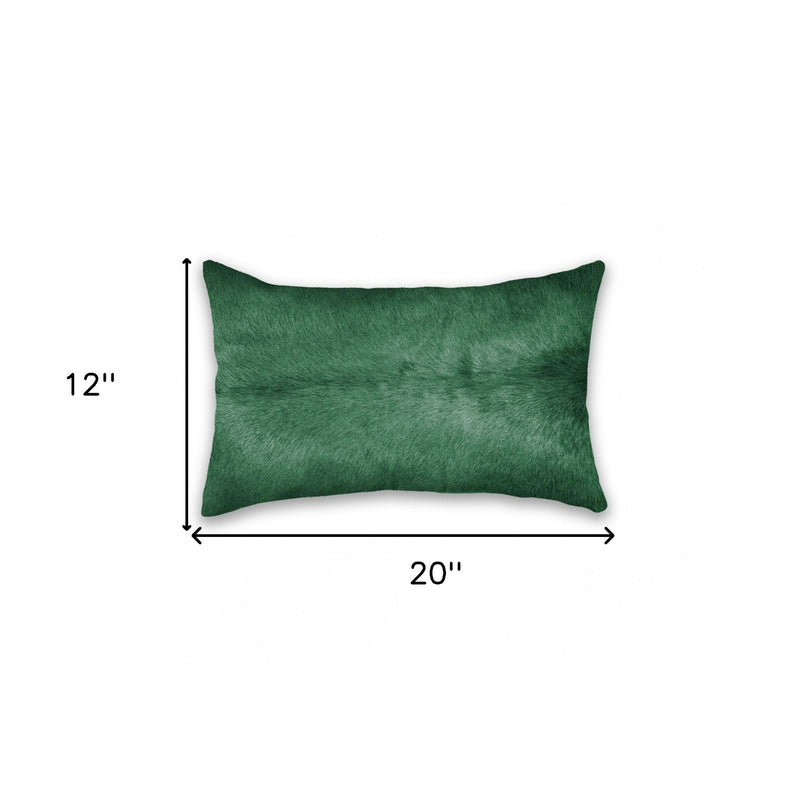 12" X 20" Green Cowhide Throw Pillow - Home Decor