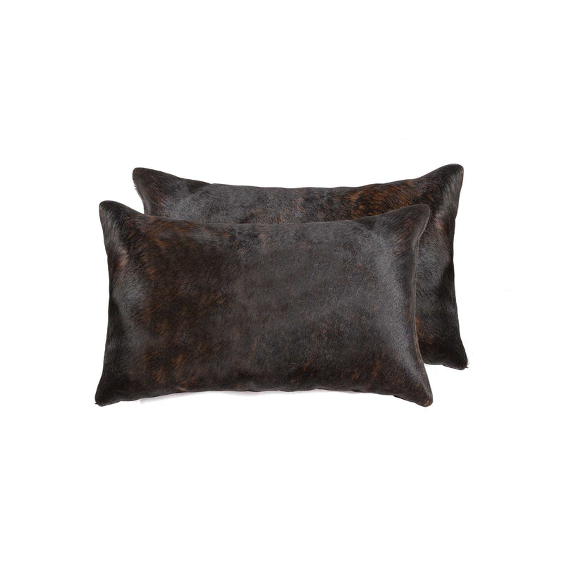 Set of Two 12" X 20" Chocolate Cowhide Cowhide Throw Pillows - Home Decor