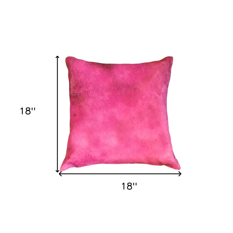 Set of Two 18" Fuchsia Cowhide Throw Pillows - Home Decor