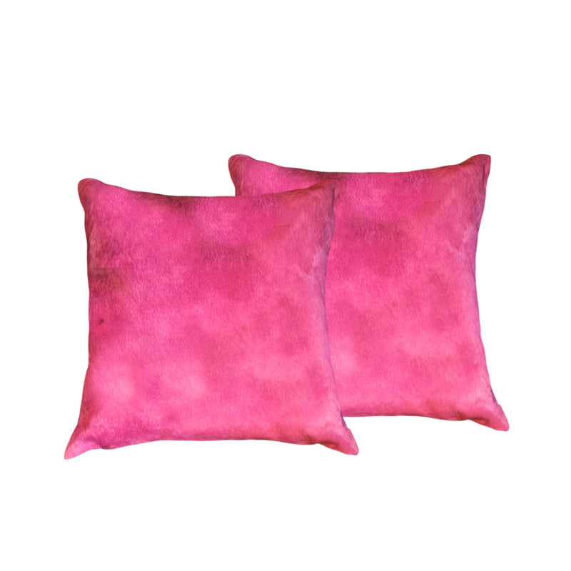 Set of Two 18" Fuchsia Cowhide Throw Pillows - Home Decor