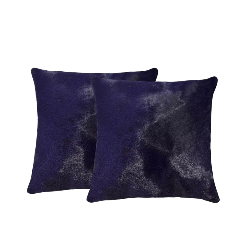Set of Two 18" Navy Cowhide Throw Pillow - Home Decor