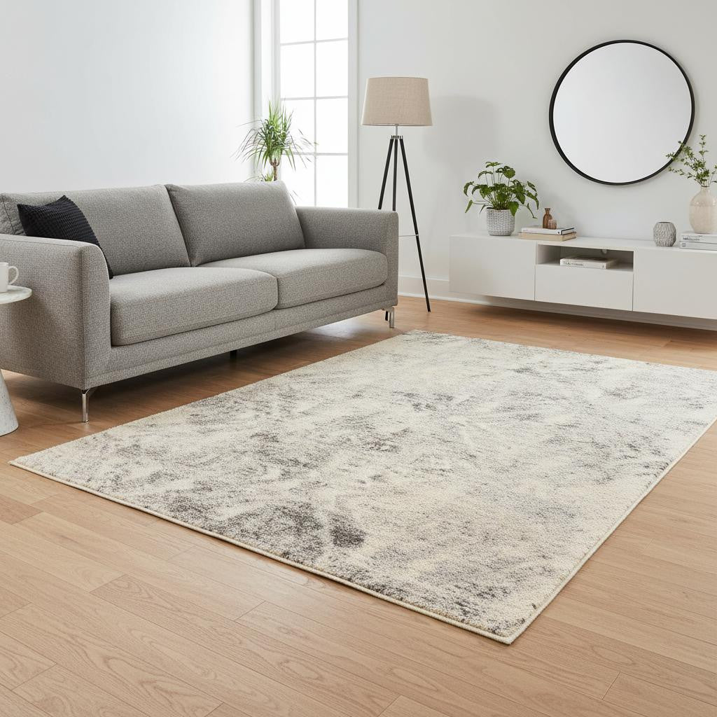 5' X 8' Ivory And Gray Diamond Area Rug - Home Decor