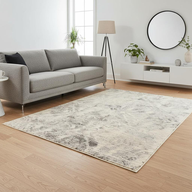 5' X 8' Ivory And Gray Diamond Area Rug - Home Decor