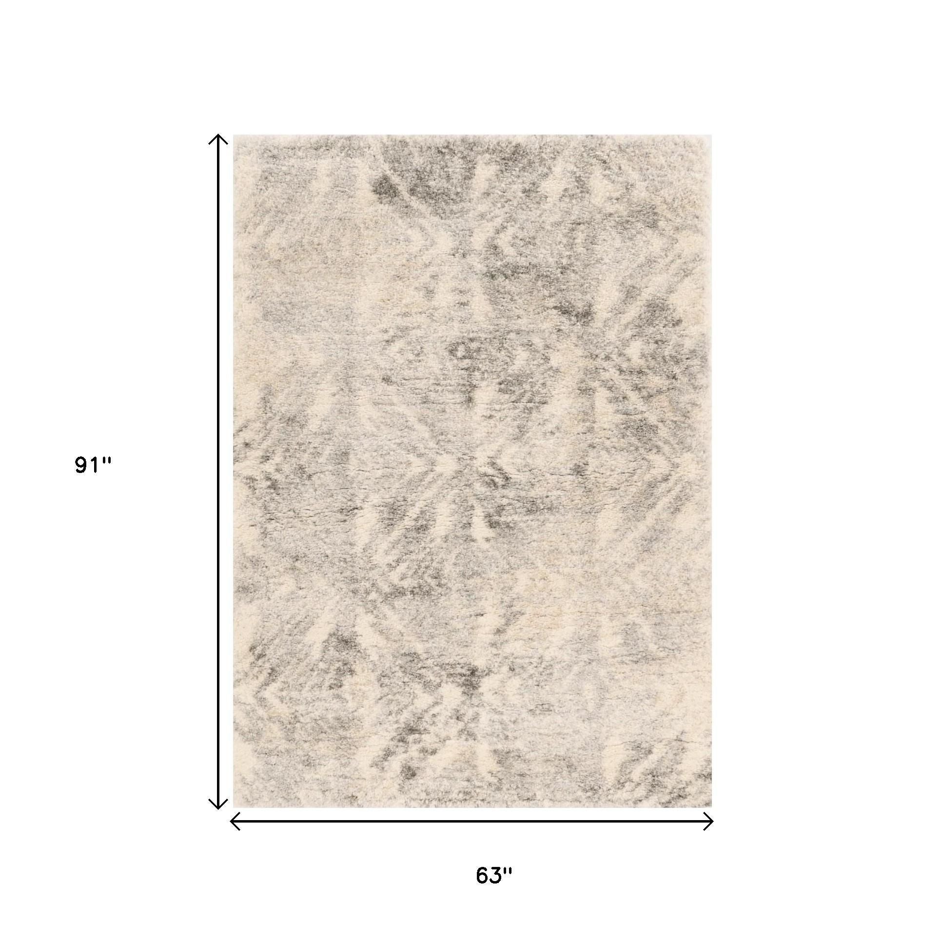5' X 8' Ivory And Gray Diamond Area Rug - Home Decor
