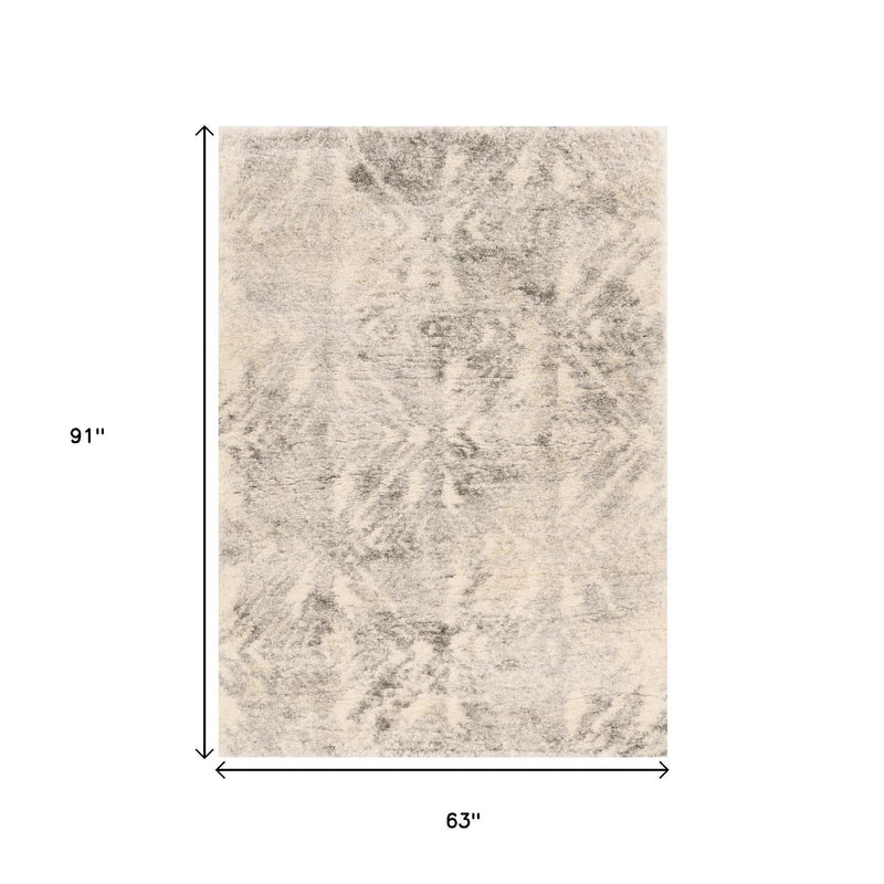 5' X 8' Ivory And Gray Diamond Area Rug - Home Decor