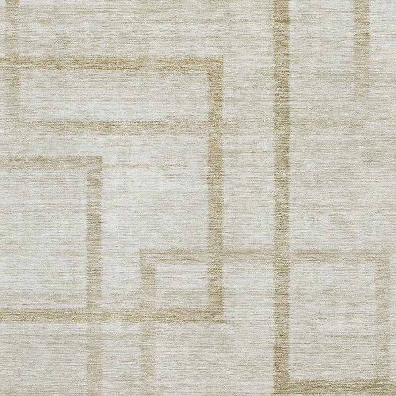 5' X 8' Beige And Taupe Geometric Washable Area Rug With UV Protection - Home & Garden